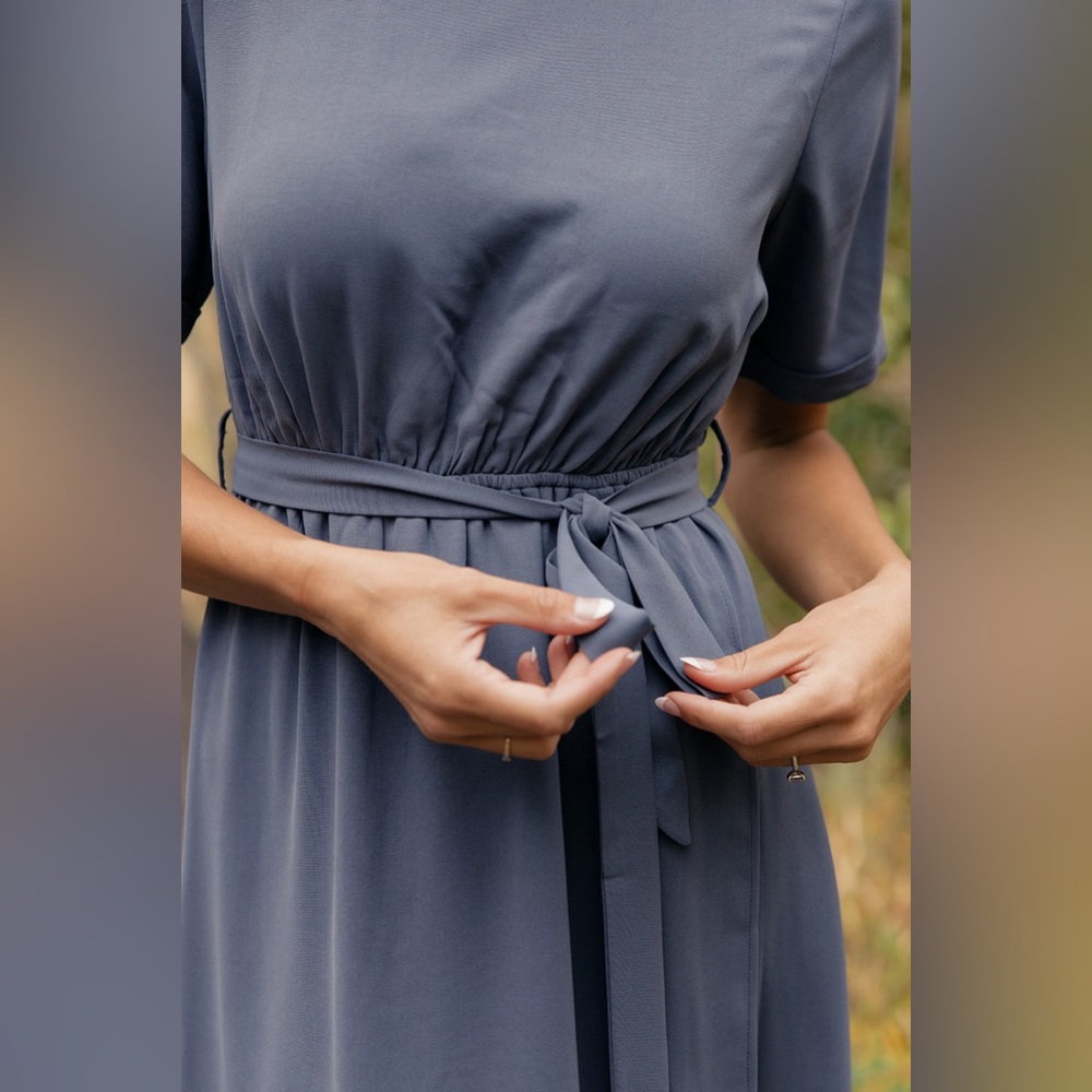 Roolee Taylor Jane Wrap Maxi Dress in Slate Blue - Picture 3 of 14